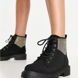 ASOS Black and Rhinestone Combat Boots